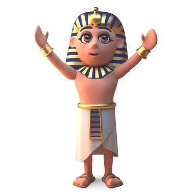 Eski Mısır firavunu Tutankhamun kolları ile, 3d illüstrasyon