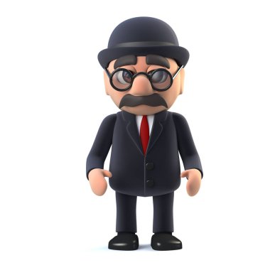 3D Bowler İngiliz işadamı şapkalı