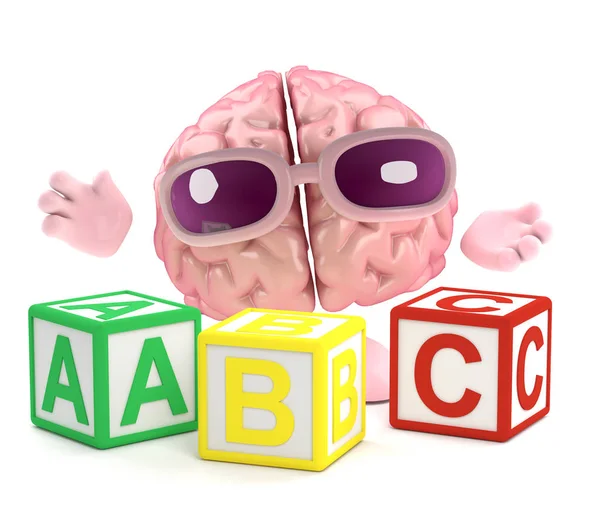 3D Brain leert het alfabet — Stockfoto