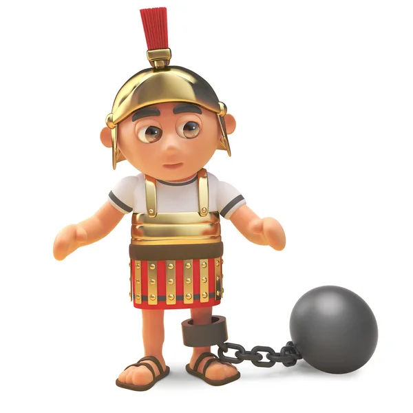Soldado centurião romano punido usa bola e corrente, ilustração 3d — Fotografia de Stock