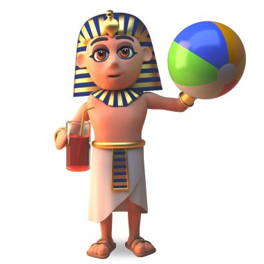 3D Tutankhamun firavunun karakter oyun plaj topu, 3D illüstrasyon