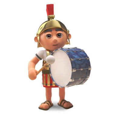 Müzik Roma Centurion asker bir bas davul 3D illüstrasyon ile yürüyüşleri