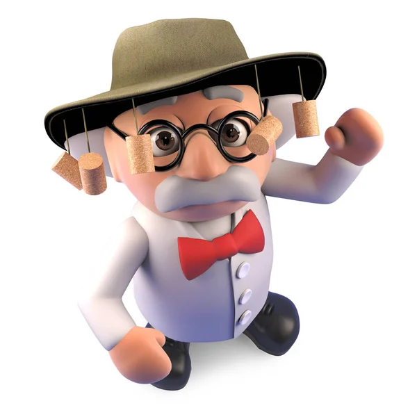 Ο τρελός επιστήμονας φοράει το καπέλο του από τότε που έκανε διακοπές στην Αυστραλία, εικονογράφηση 3D — Φωτογραφία Αρχείου