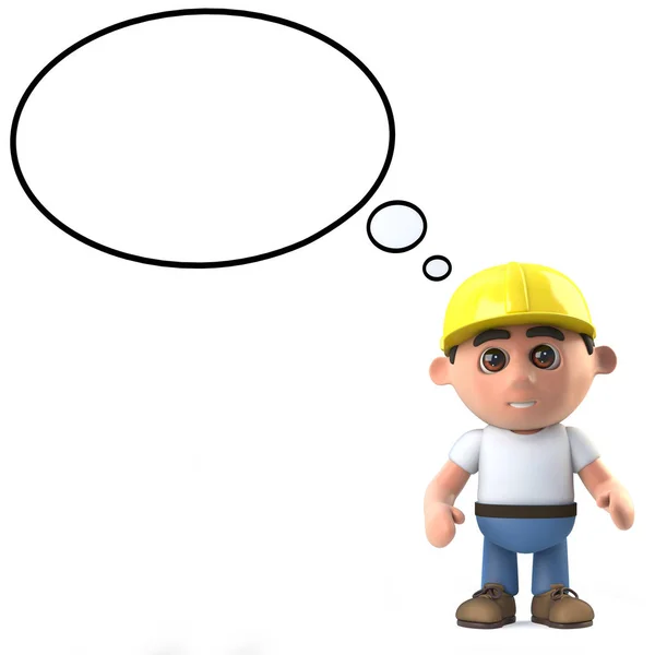 Trabajador de la construcción 3d está pensando — Foto de Stock