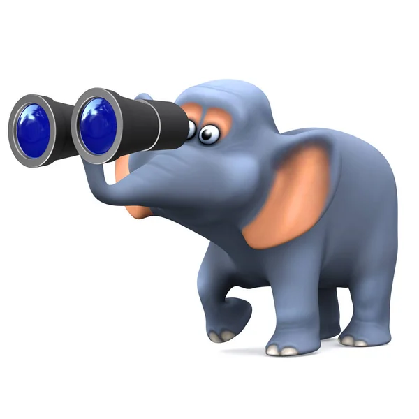 3D elefant fågelskådare — Stockfoto