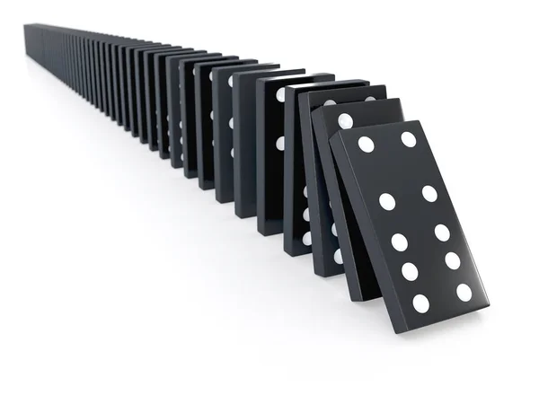 3D dominó negro cayendo — Foto de Stock