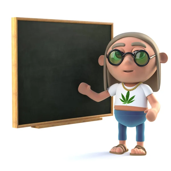 3d Hippy stoner at the blackboard — Stock Photo, Image