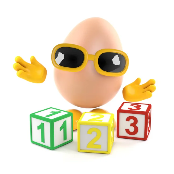 3d Egg learns to count — Stock Photo, Image