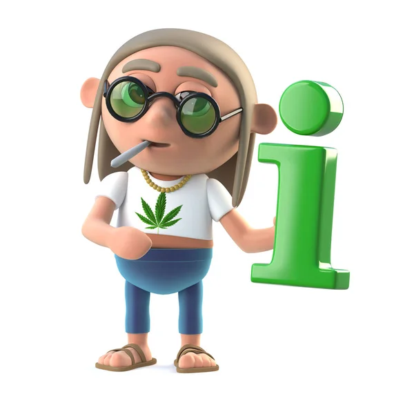 3D hippie Stoner har information — Stockfoto