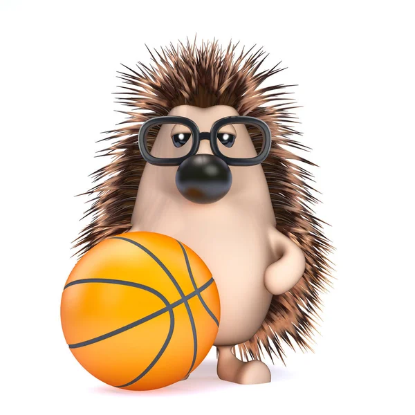 Hedgehog 3d juega baloncesto — Foto de Stock