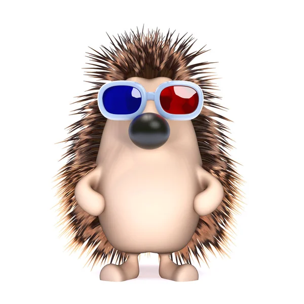 3d Hedgehog in 3d glasses — Stock Photo, Image