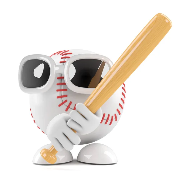 3D-Baseball bereit für Schläger — Stockfoto