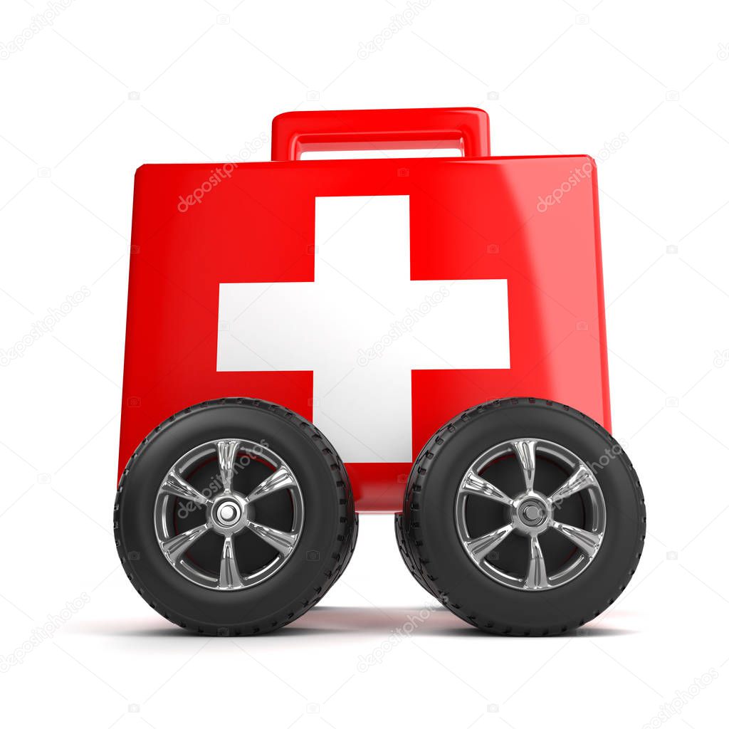 3d First aid kit with wheels