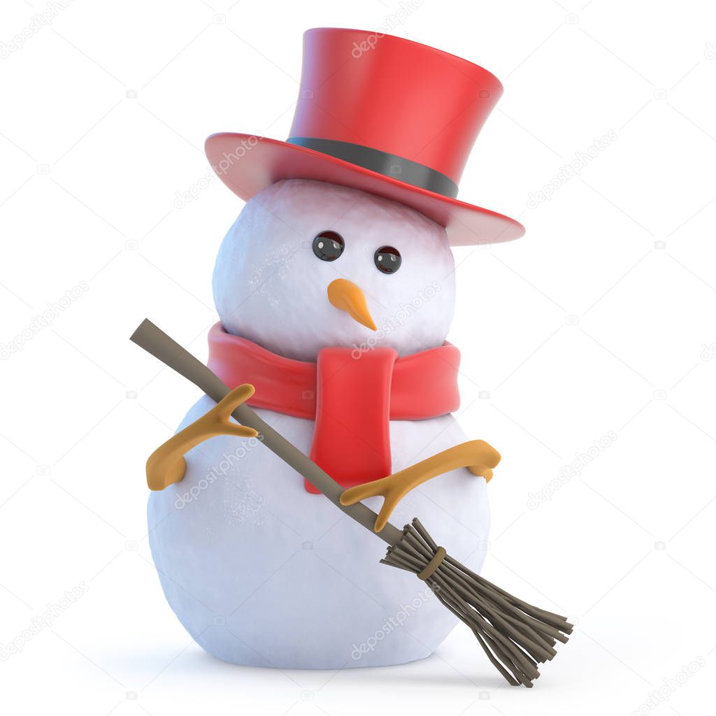 3d Posh snowman sweeps up