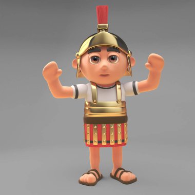 Havada silah ile Roma Centurion asker tezahürat, 3D illüstrasyon