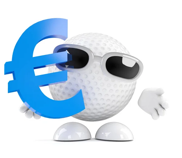 3d μπάλα γκολφ με το σύμβολο της νομισματικής μονάδας ευρώ — Φωτογραφία Αρχείου