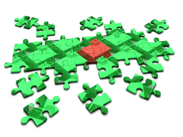 3D-Wohnungsproblem Puzzle — Stockfoto