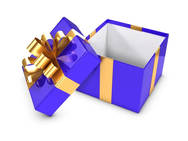 3d blau offenes Geschenk — Stockfoto