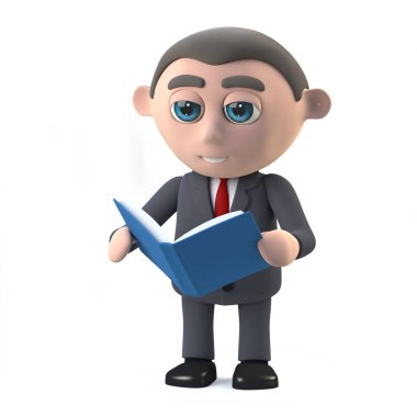 3D Işadamı bir kitap okur