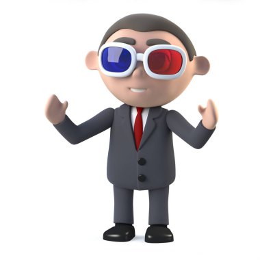 3D Işadamı bir 3D film saatler