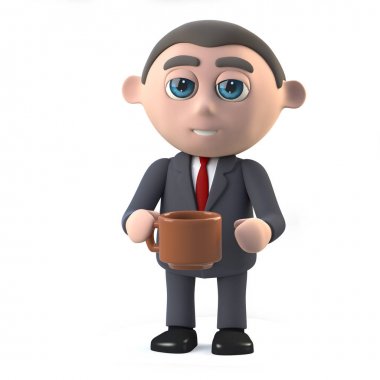 3D Işadamı bir kahve molası alır