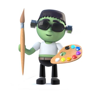 3D çocuk Frankenstein boya seviyor