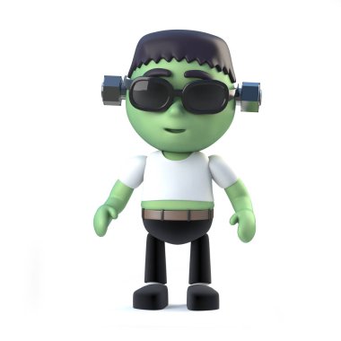 3D çocuk Frankenstein yaramaz görünüyor