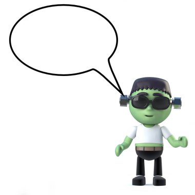konuşma balonu ile 3D Halloween Frankenstein canavar