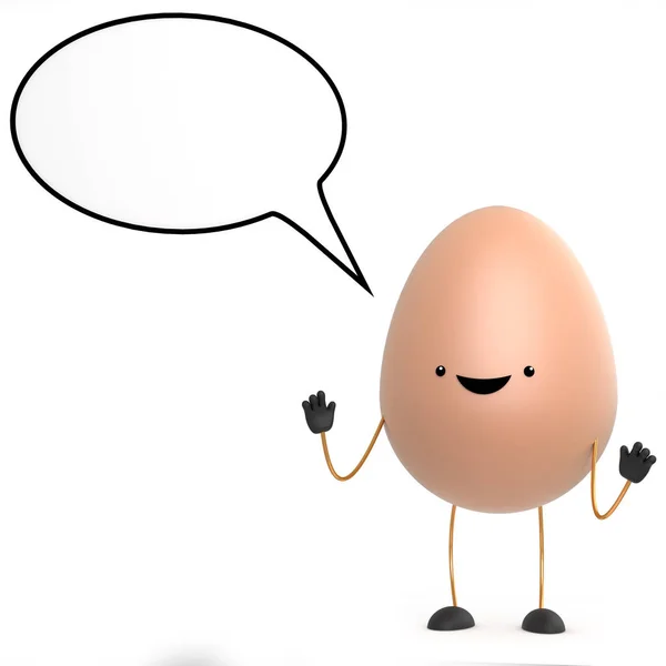 3d Cute toy egg with speech bubble — Stock Photo, Image