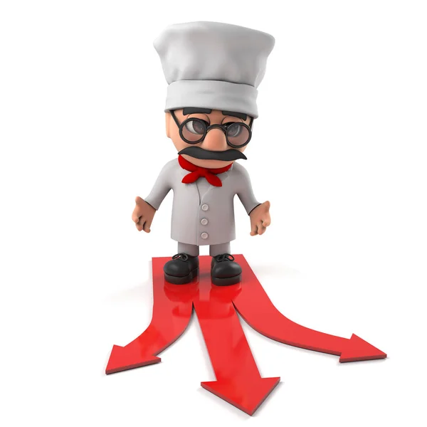 3d amigável pizza chef tem uma escolha a fazer — Fotografia de Stock