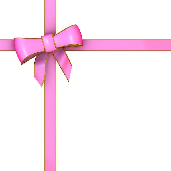 3d Pink ribbon and bow — Stock Photo, Image