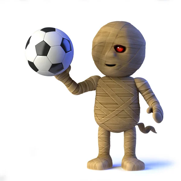 3D египетский мумия монстр любит футбол — стоковое фото