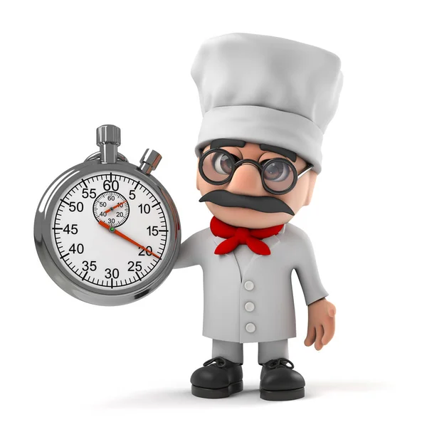 3d engraçado desenhos animados italiano pizza chef personagens vezes com um cronômetro — Fotografia de Stock