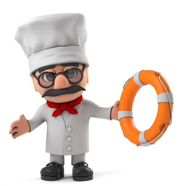 3d engraçado desenho animado italiano pizza chef personagem vem para o resgate — Fotografia de Stock