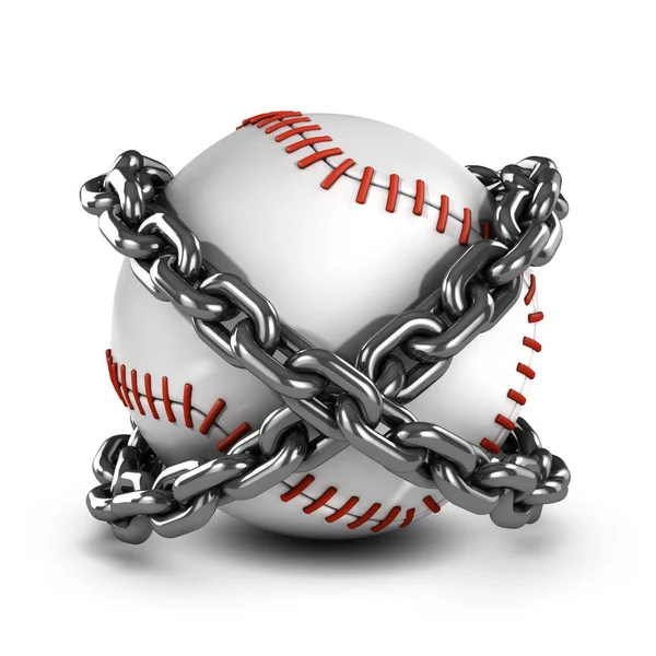 3D baseball w łańcuchach — Zdjęcie stockowe