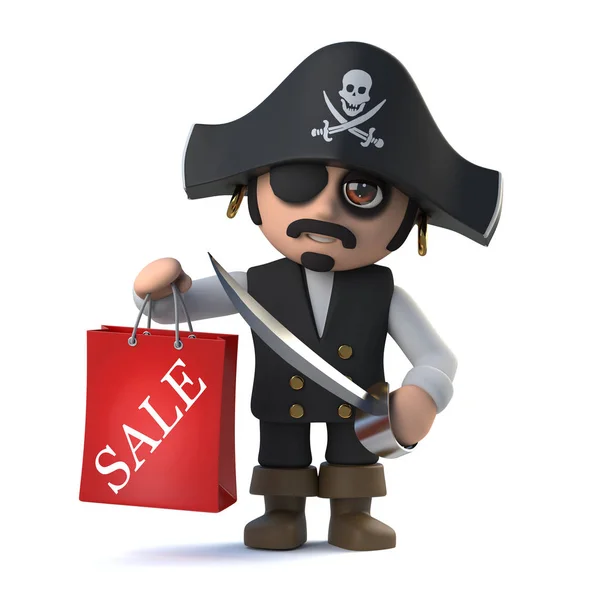 3D rolig pirat kapten karaktär har varit att försäljningen — Stockfoto