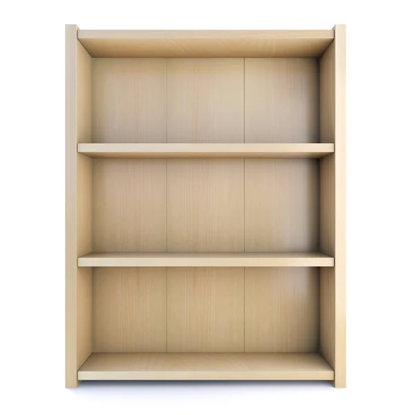 3d Wooden shelved bookcase — Stock Photo, Image