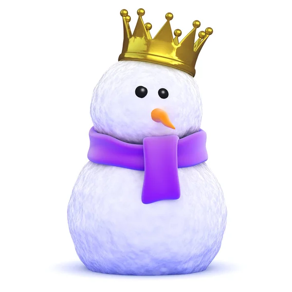 3d King snowman — Stock Photo, Image