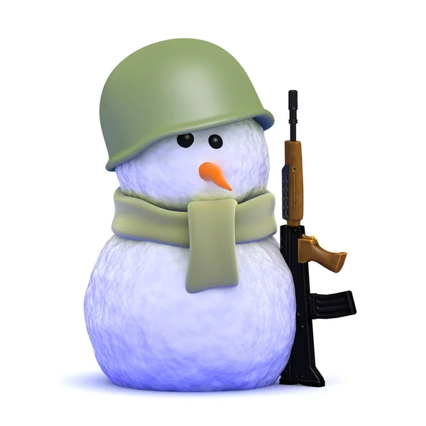 3d Soldier snowman — Stock Photo, Image