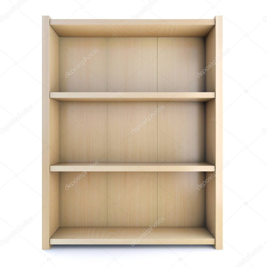 3d Wooden shelved bookcase