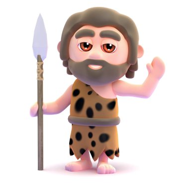 Mızrak ile 3d Caveman