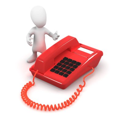 kırmızı telefon ile 3D adam