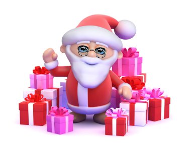 3d Santa Noel hediyeleri ile çevrili
