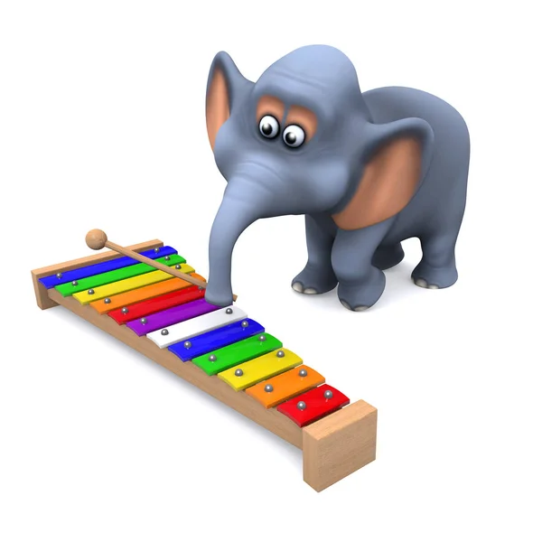 3d éléphant joue du xylophone — Photo