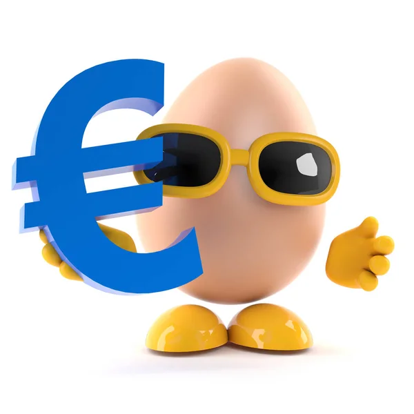 Το αυγό 3D έχει ένα σύμβολο νομίσματος ευρώ — Φωτογραφία Αρχείου