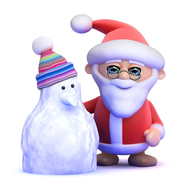 3d Papai Noel e boneco de neve — Fotografia de Stock