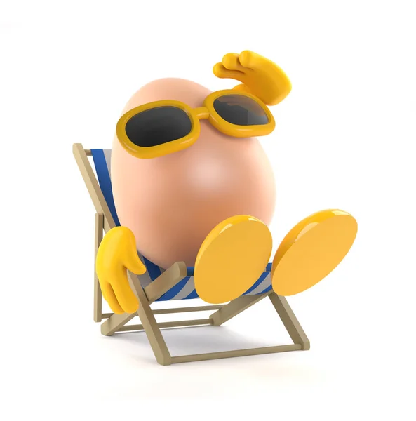 3d Sunbathing egg — Stock Photo, Image