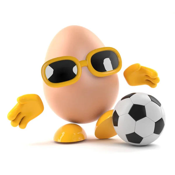 3d Egg играет в футбол — стоковое фото