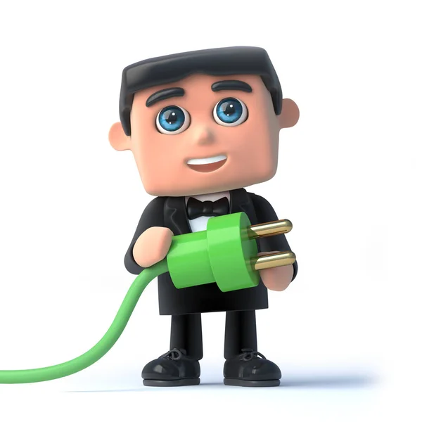3D Bow tie Spy maakt gebruik van groene energie — Stockfoto