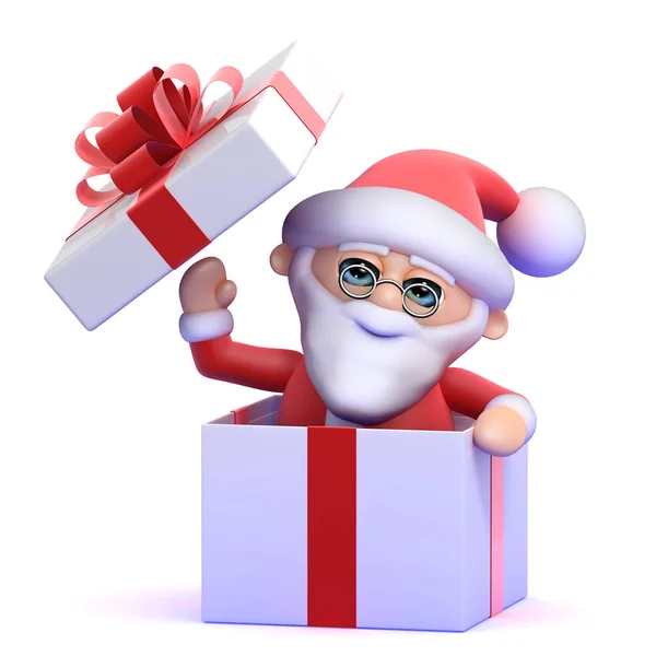 3D Санта Клаус сюрприз! — стокове фото